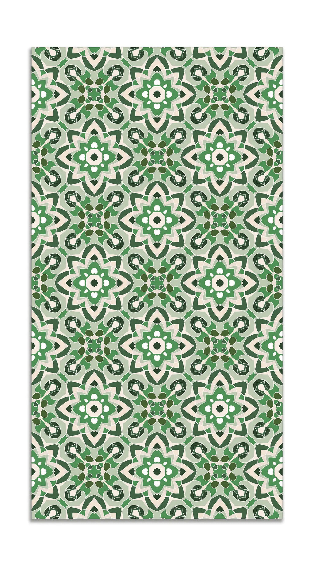 Alfombra Azulejo Oriental Floreada Verde freeshipping - Home and Living