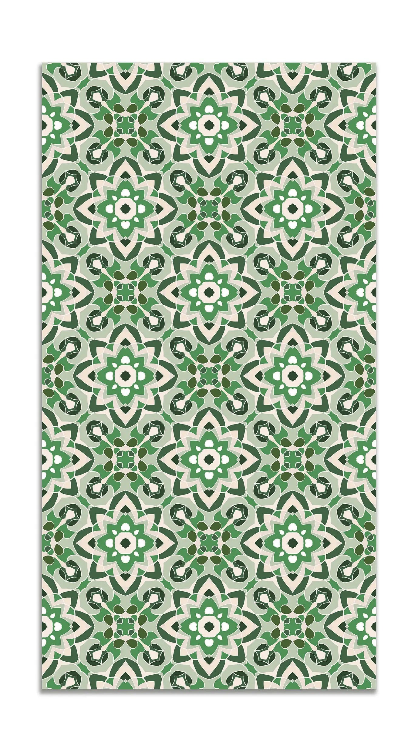 Alfombra Azulejo Oriental Floreada Verde freeshipping - Home and Living