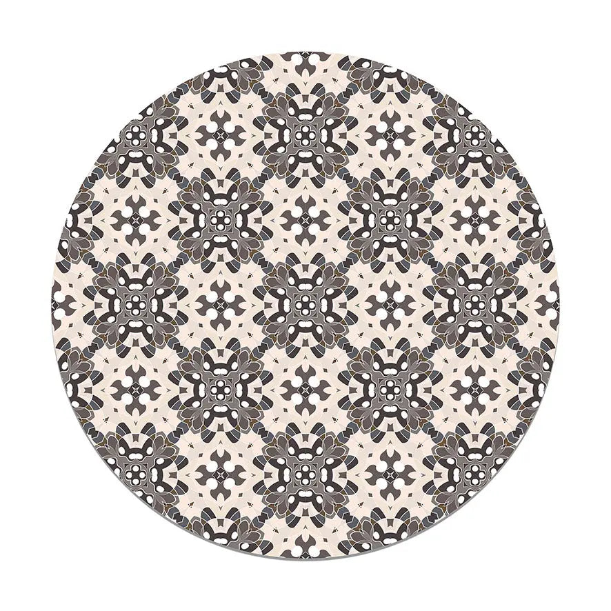 Alfombra Azulejo Oriental Gris Redonda freeshipping - Home and Living