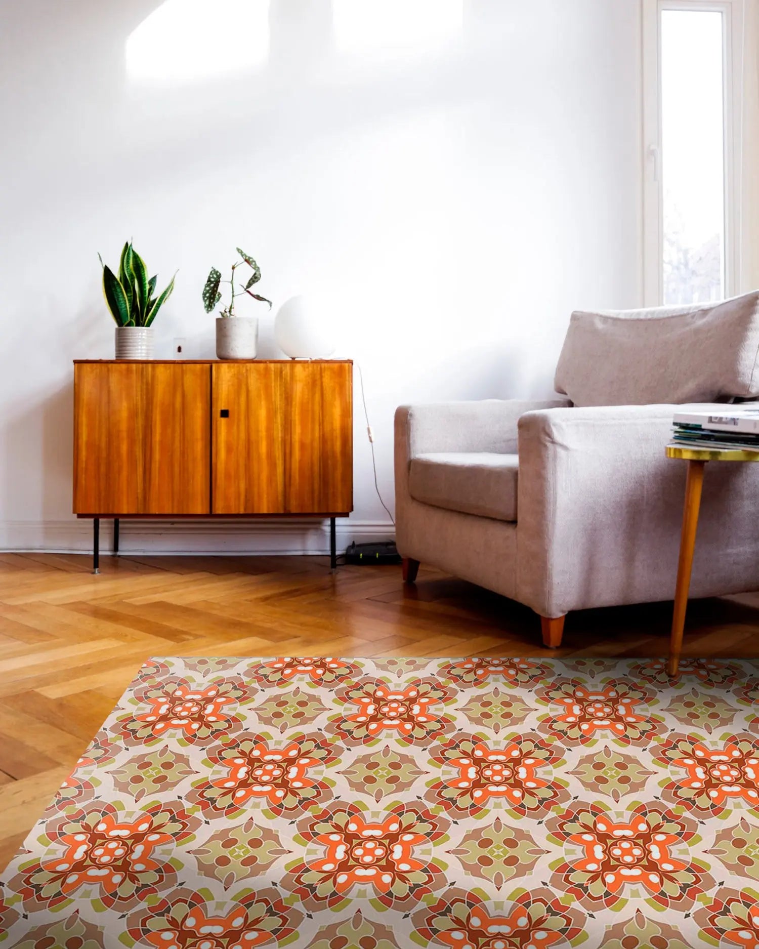 Alfombra Azulejo Oriental Naranja freeshipping - Home and Living