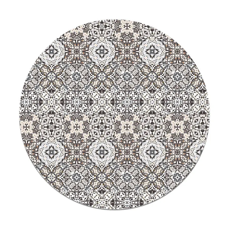 Alfombra Baldosa Hidráulico Oriental Gris Redonda freeshipping - Home and Living