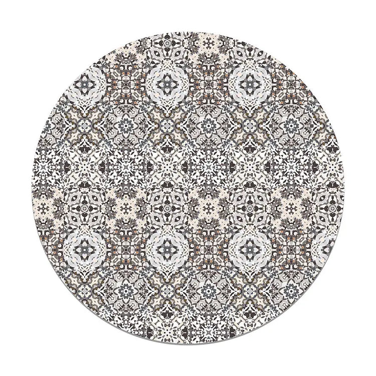 Alfombra Baldosa Hidráulico Oriental Gris Redonda freeshipping - Home and Living