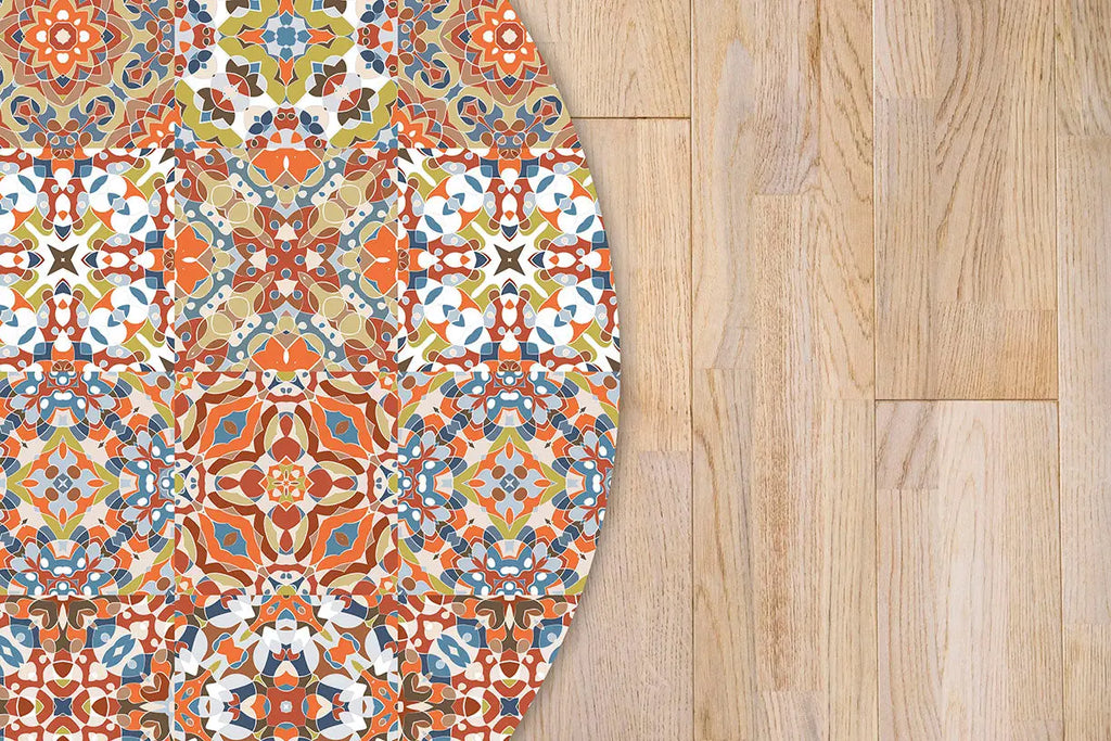 Alfombra Baldosa Hidráulico Oriental Original Redonda freeshipping - Home and Living