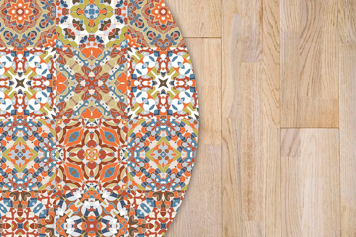 Alfombra Baldosa Hidráulico Oriental Original Redonda freeshipping - Home and Living