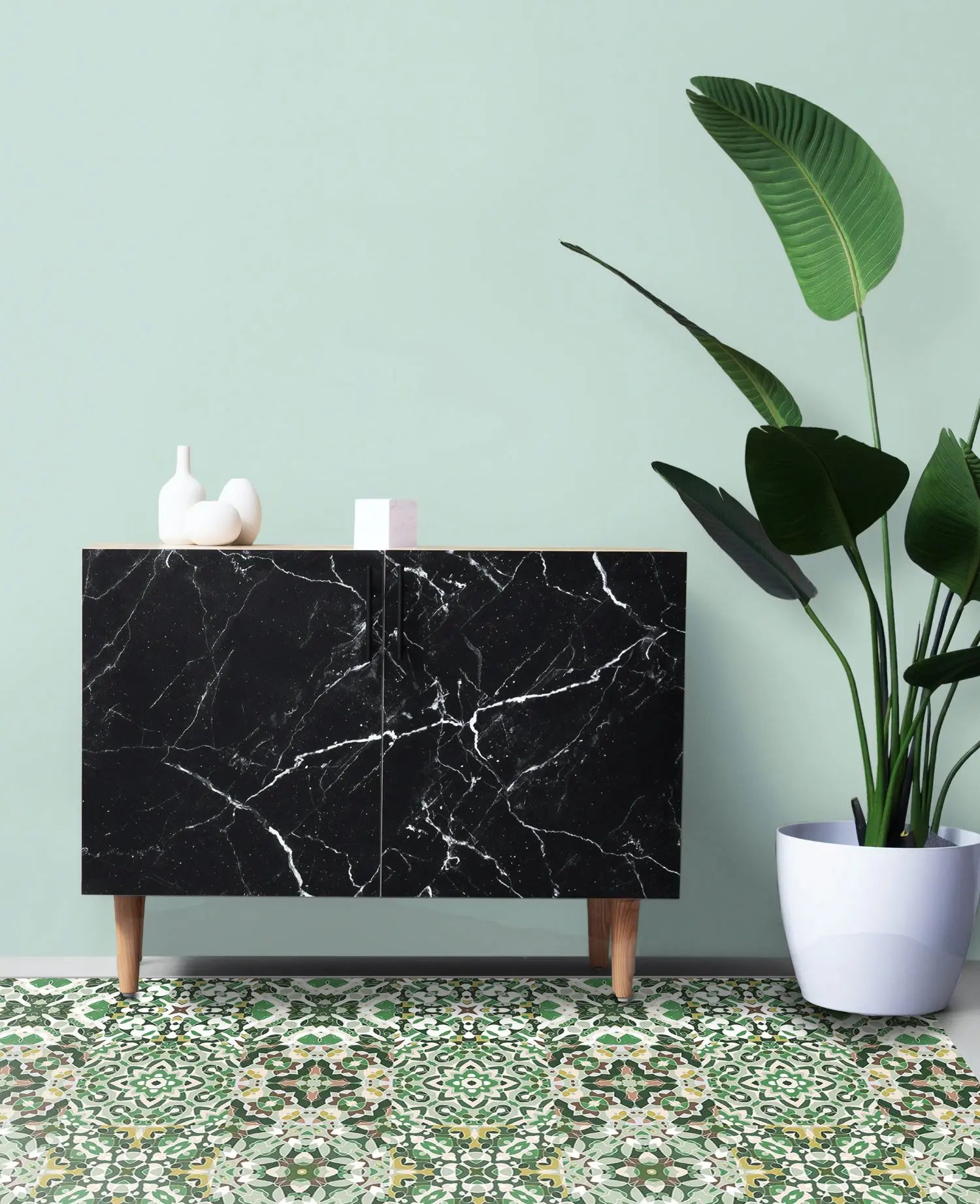 Alfombra Baldosa Hidráulico Oriental Verde freeshipping - Home and Living