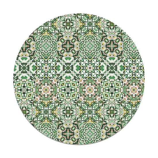 Alfombra Baldosa Hidráulico Oriental Verde Redonda freeshipping - Home and Living