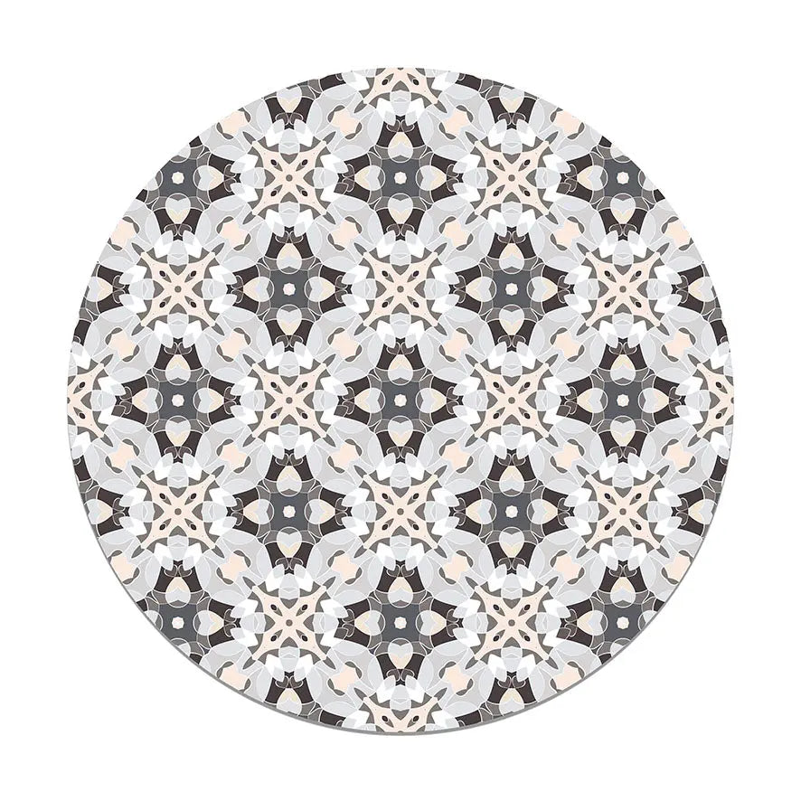 Alfombra Baldosa Modelo Oriental Gris Redonda freeshipping - Home and Living