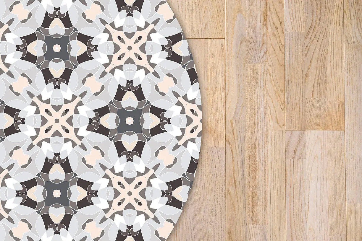 Alfombra Baldosa Modelo Oriental Gris Redonda freeshipping - Home and Living