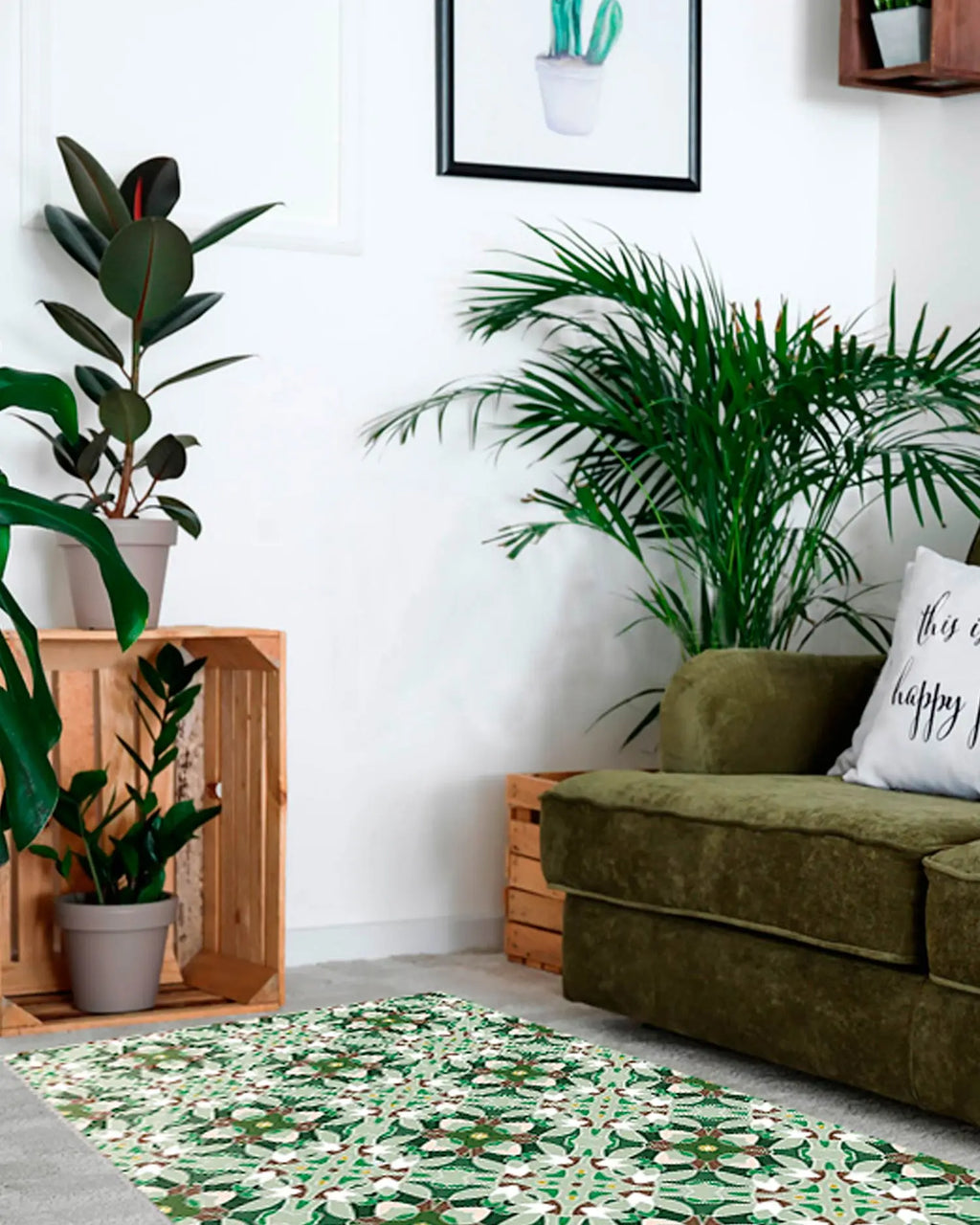 Alfombra Baldosa Modelo Oriental Verde freeshipping - Home and Living