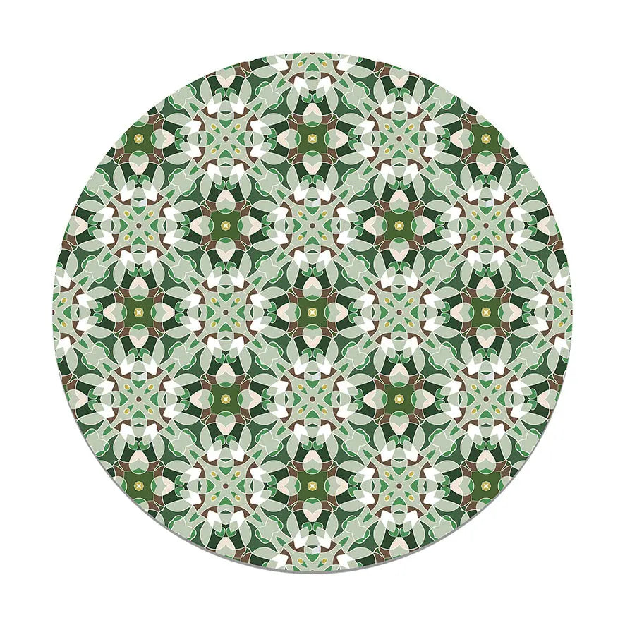 Alfombra Baldosa Modelo Oriental Verde Redonda freeshipping - Home and Living