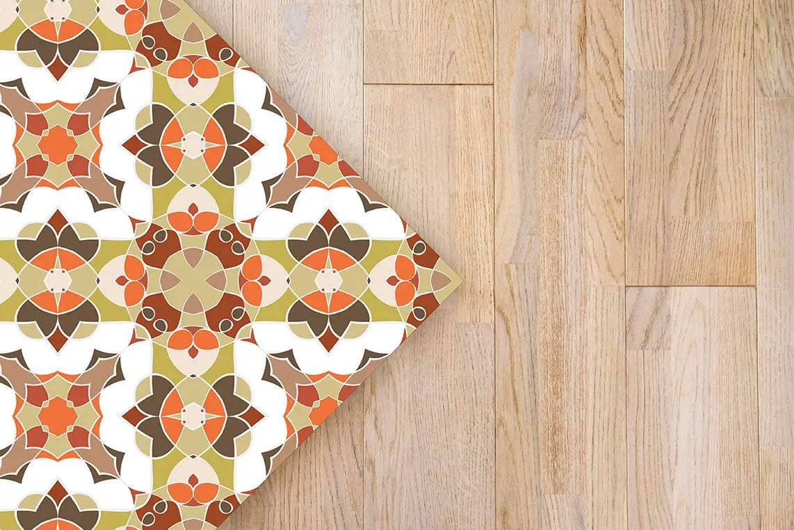 Alfombra Baldosín Estilo Oriental Naranja freeshipping - Home and Living