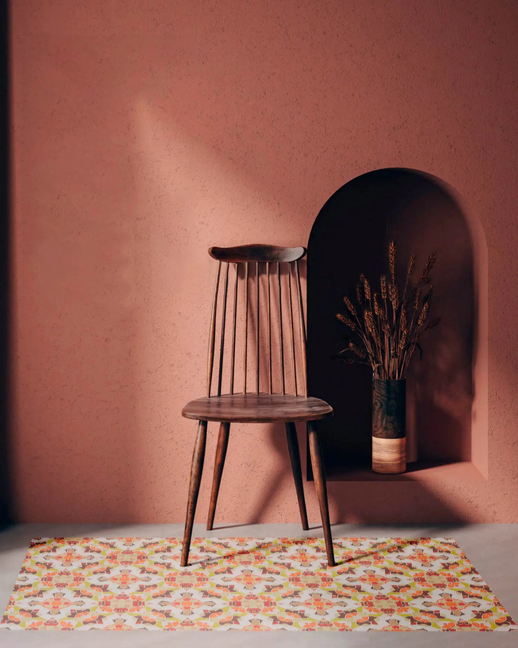 Alfombra Baldosín Estilo Oriental Naranja freeshipping - Home and Living