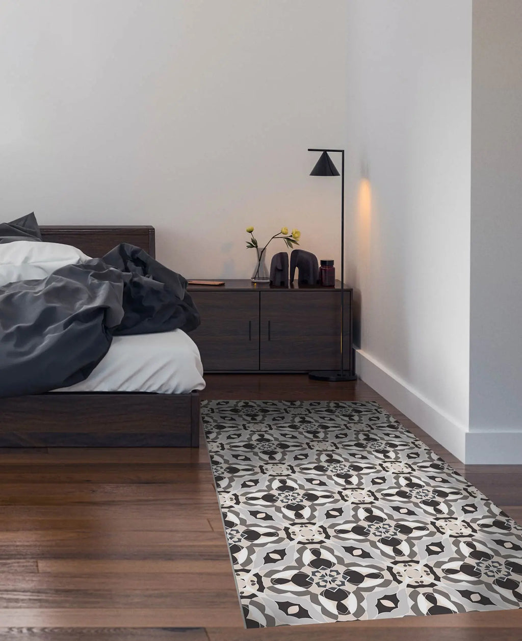 Alfombra Baldosín Oriental Caleidoscopio Gris freeshipping - Home and Living