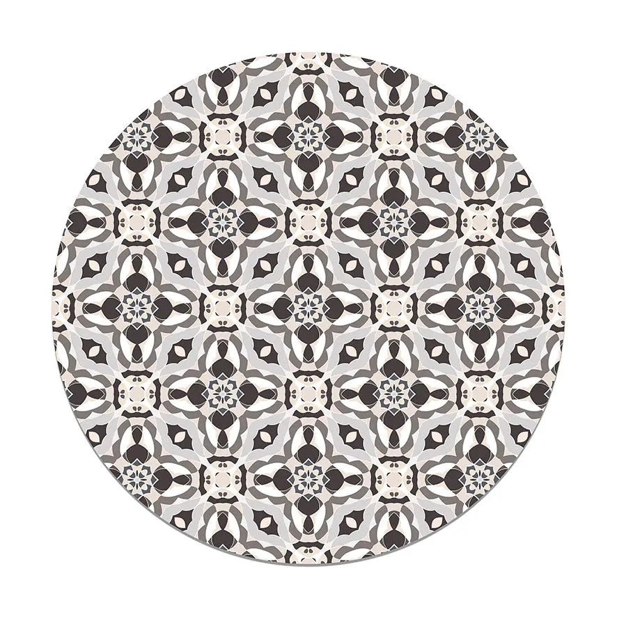 Alfombra Baldosín Oriental Caleidoscopio Gris Redonda freeshipping - Home and Living