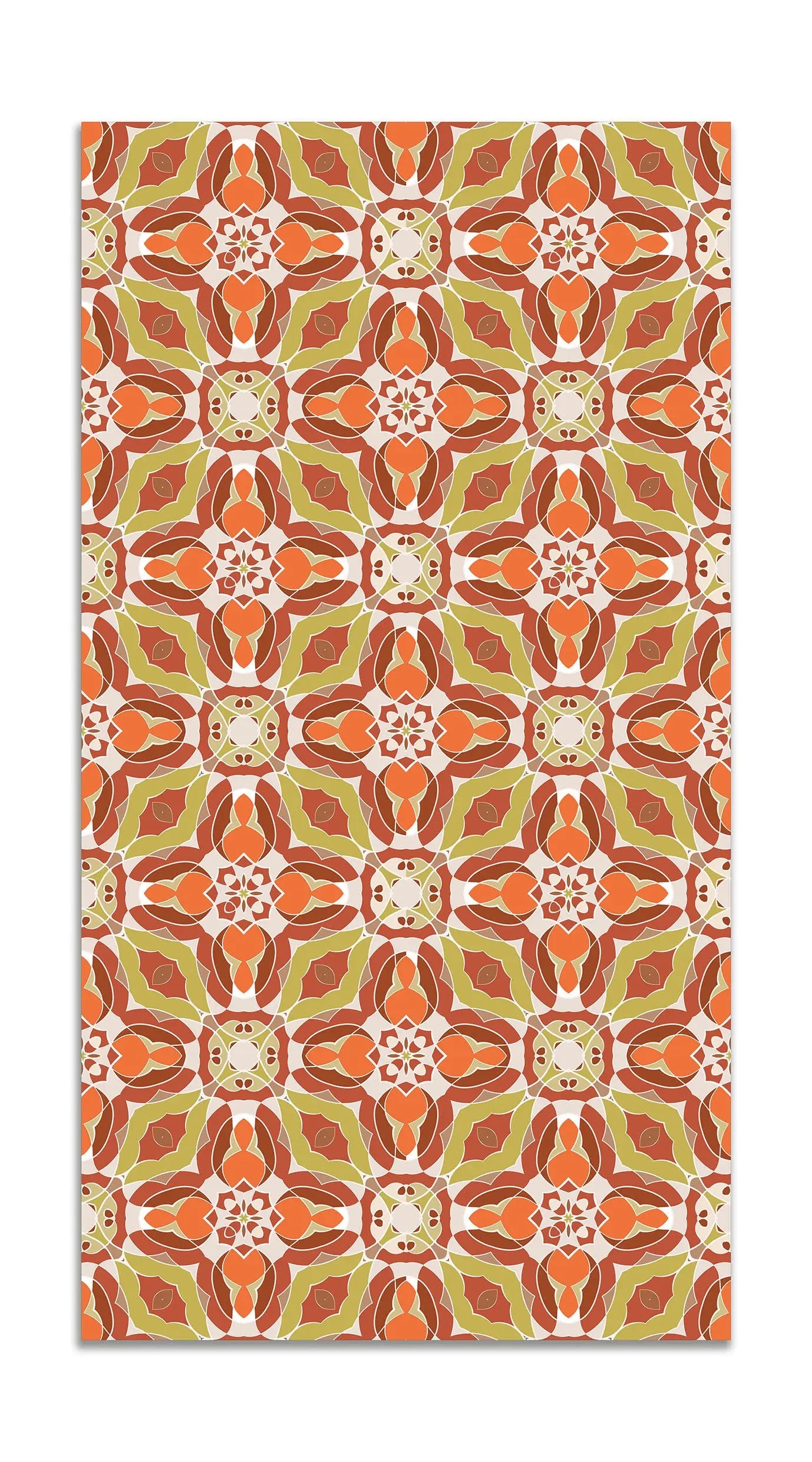 Alfombra Baldosín Oriental Caleidoscopio Naranja freeshipping - Home and Living