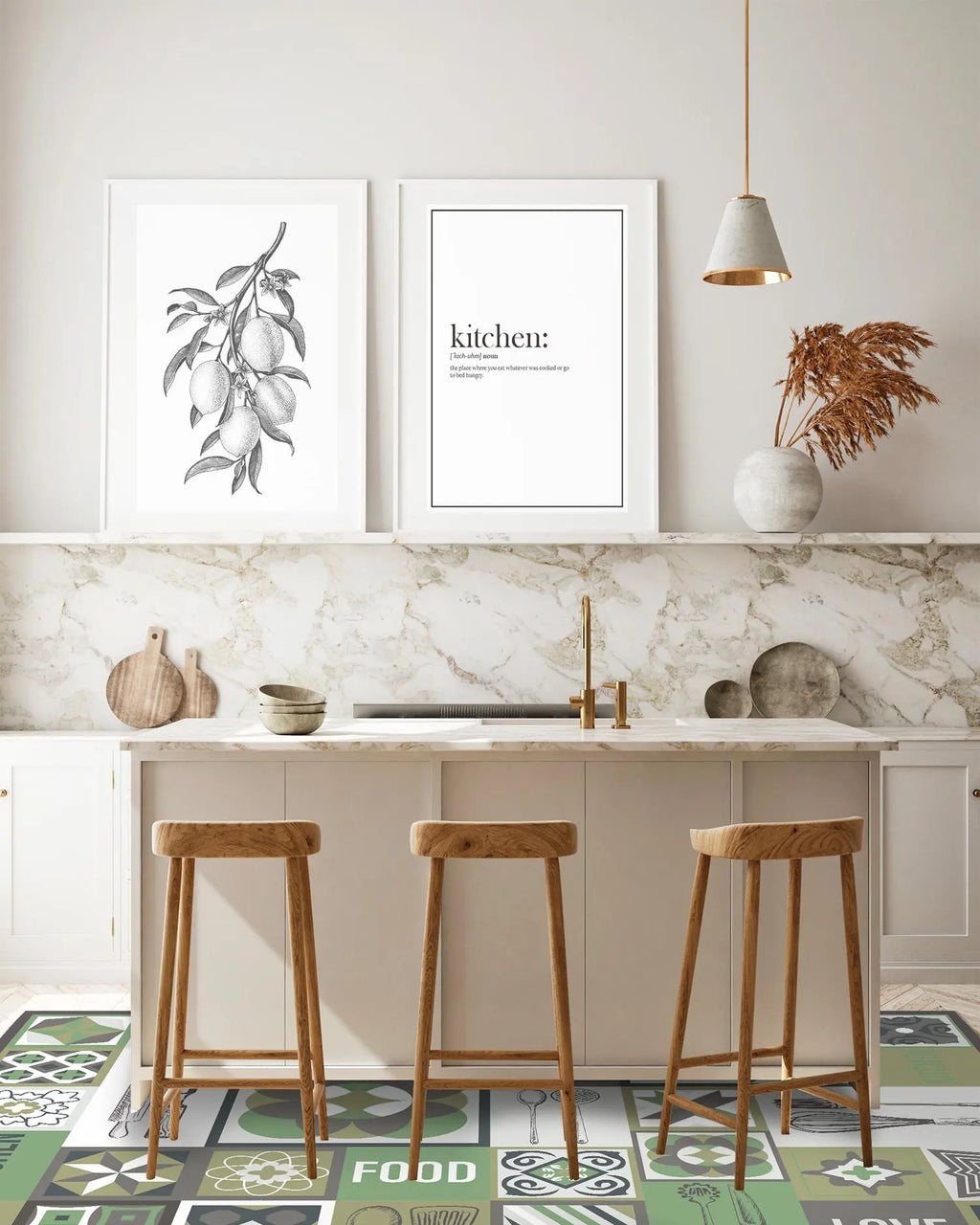 Alfombra Collage Palabras Baldosas Verde freeshipping - Home and Living