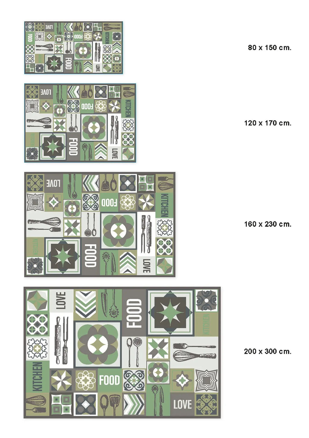 Alfombra Collage Palabras Baldosas Verde freeshipping - Home and Living