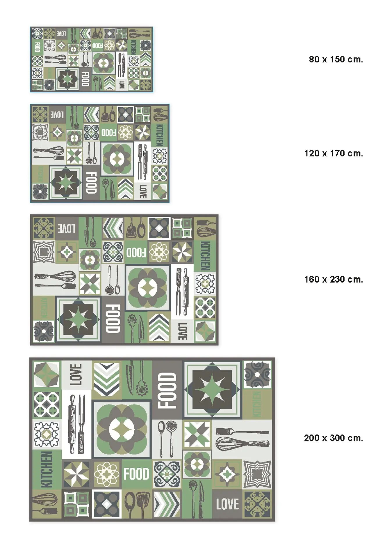 Alfombra Collage Palabras Baldosas Verde freeshipping - Home and Living