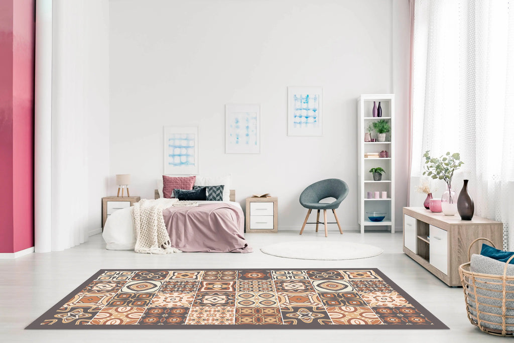 Alfombra Estilo Hidráulico Marrón freeshipping - Home and Living