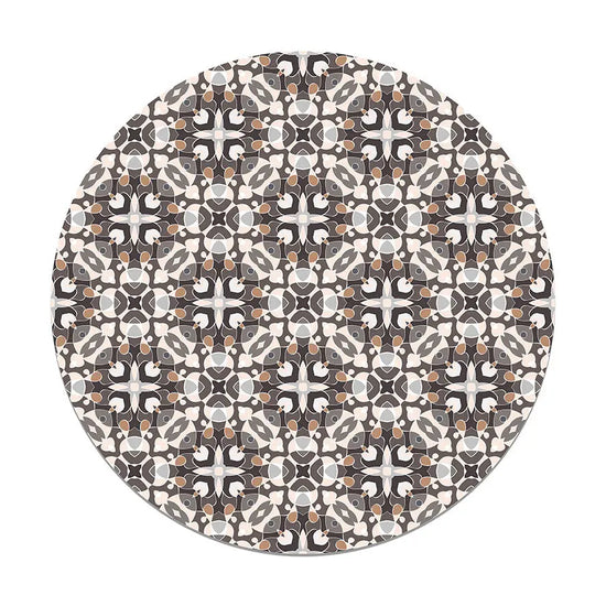 Alfombra Estilo Hidráulico Oriental Gris Redonda freeshipping - Home and Living