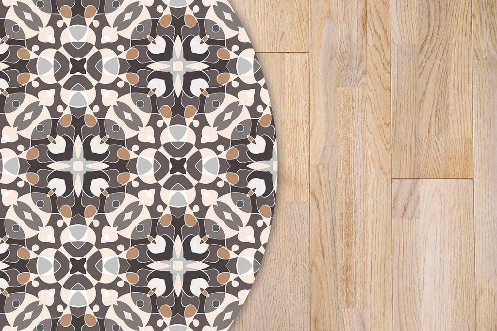 Alfombra Estilo Hidráulico Oriental Gris Redonda freeshipping - Home and Living