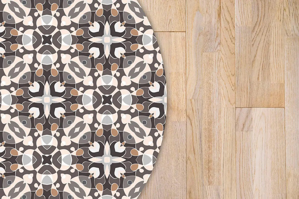 Alfombra Estilo Hidráulico Oriental Gris Redonda freeshipping - Home and Living