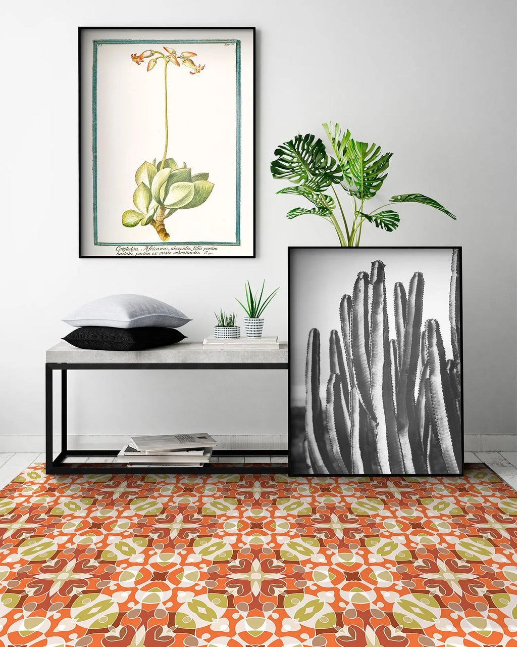 Alfombra Estilo Hidráulico Oriental Naranja freeshipping - Home and Living