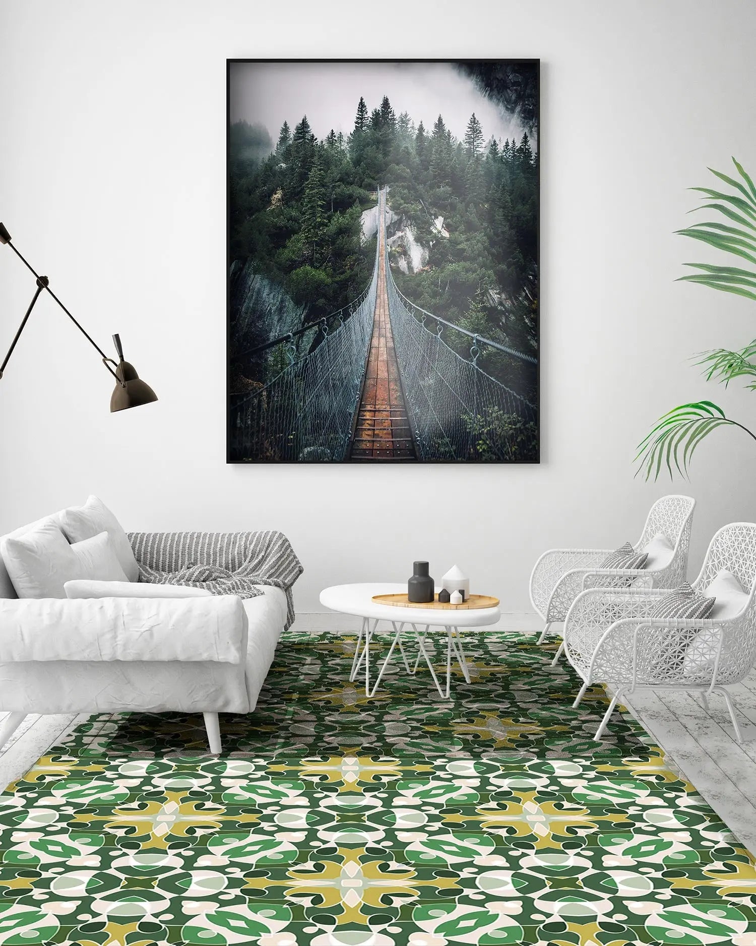 Alfombra Estilo Hidráulico Oriental Verde freeshipping - Home and Living