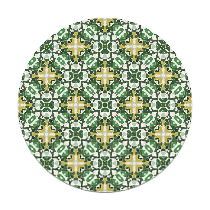 Alfombra Estilo Hidráulico Oriental Verde Redonda freeshipping - Home and Living