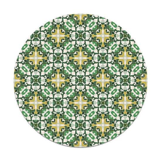 Alfombra Estilo Hidráulico Oriental Verde Redonda freeshipping - Home and Living