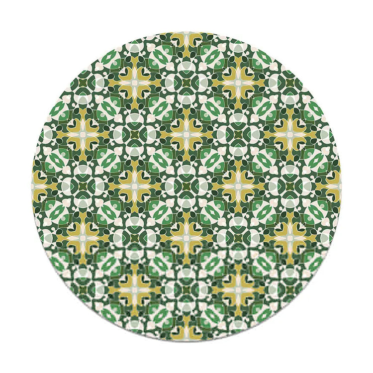 Alfombra Estilo Hidráulico Oriental Verde Redonda freeshipping - Home and Living