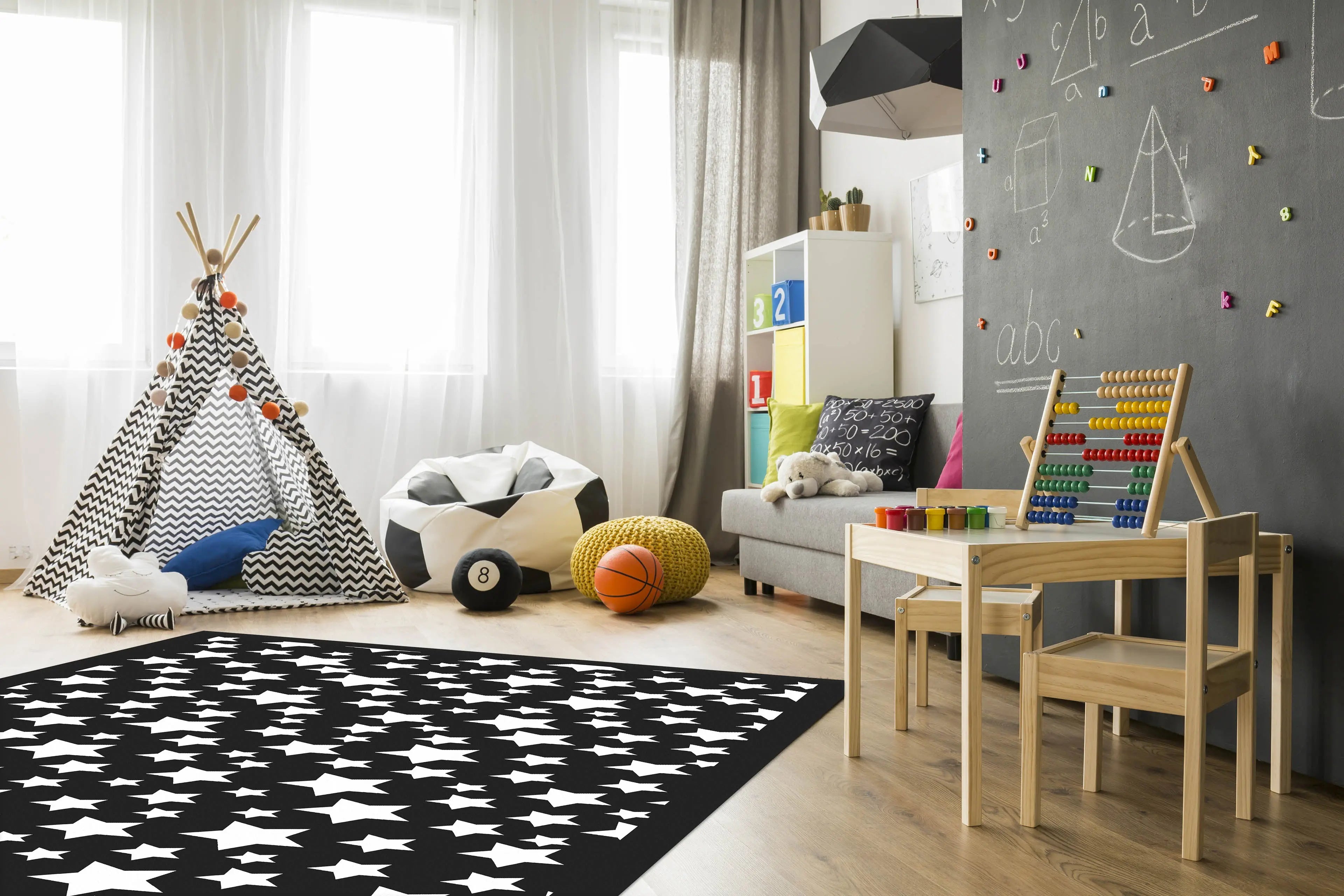 Alfombra Estrellas Negra freeshipping - Home and Living