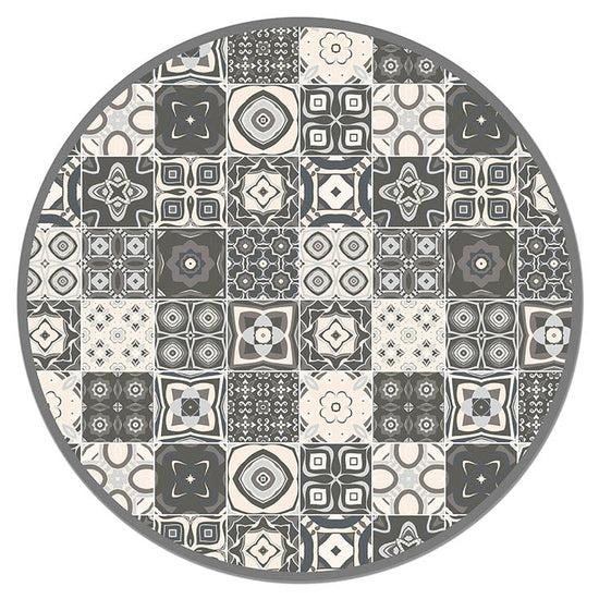Alfombra Gris Baldosa Hidráulica Redonda Home & Living