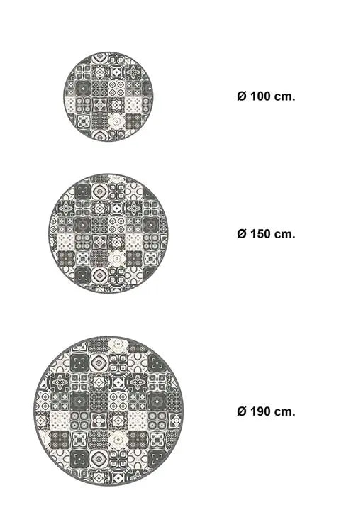 Alfombra Gris Baldosa Hidráulica Redonda Home & Living 