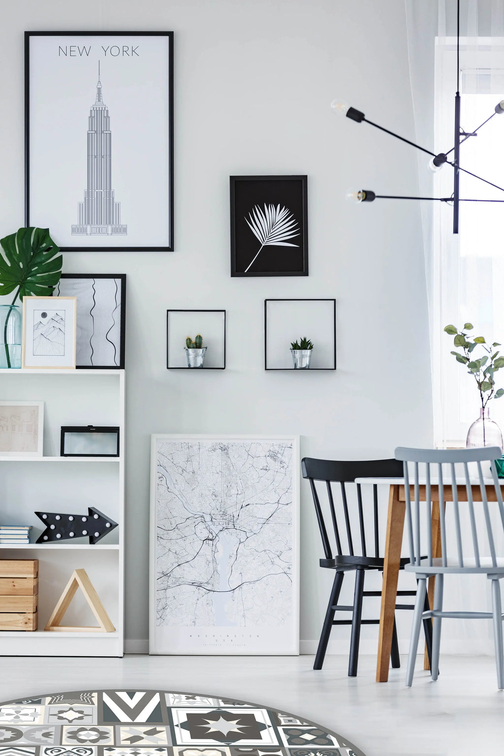 Alfombra Gris Estilo Hidráulico Redonda freeshipping - Home and Living