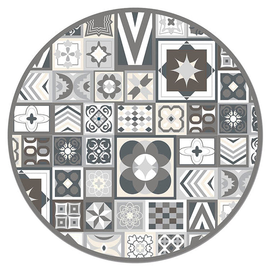Alfombra Gris Estilo Hidráulico Redonda Home & Living