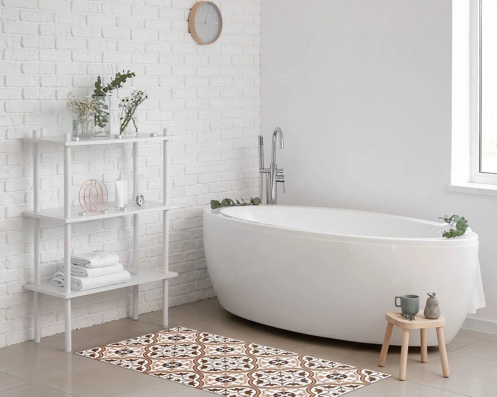 Alfombra Hidráulica Flor Marrón Home & Living