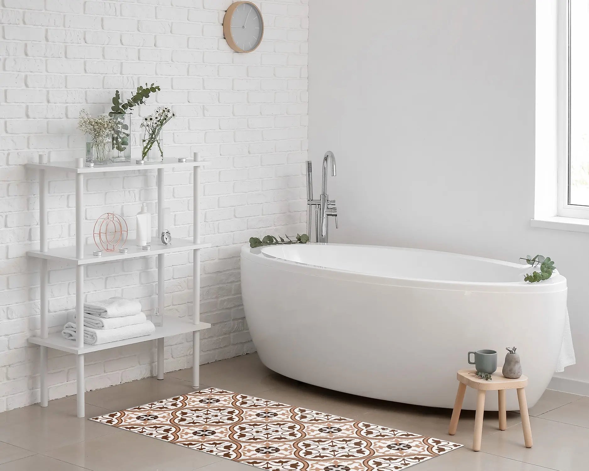 Alfombra Hidráulica Flor Marrón Home & Living