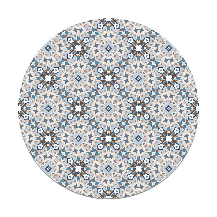 Alfombra Hidráulica Tipo Oriental Azul Redonda freeshipping - Home and Living