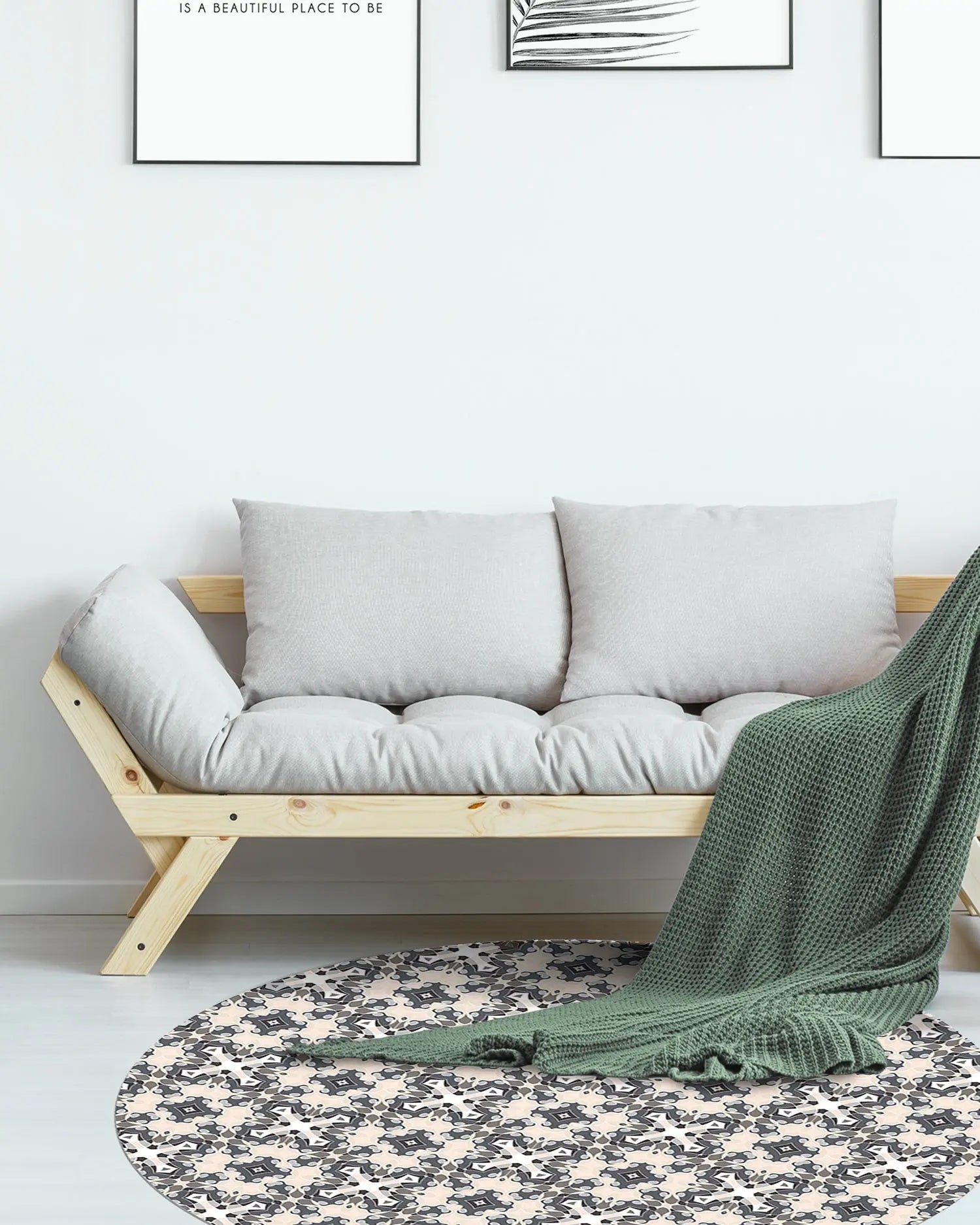 Alfombra Hidráulica Tipo Oriental Gris Redonda freeshipping - Home and Living