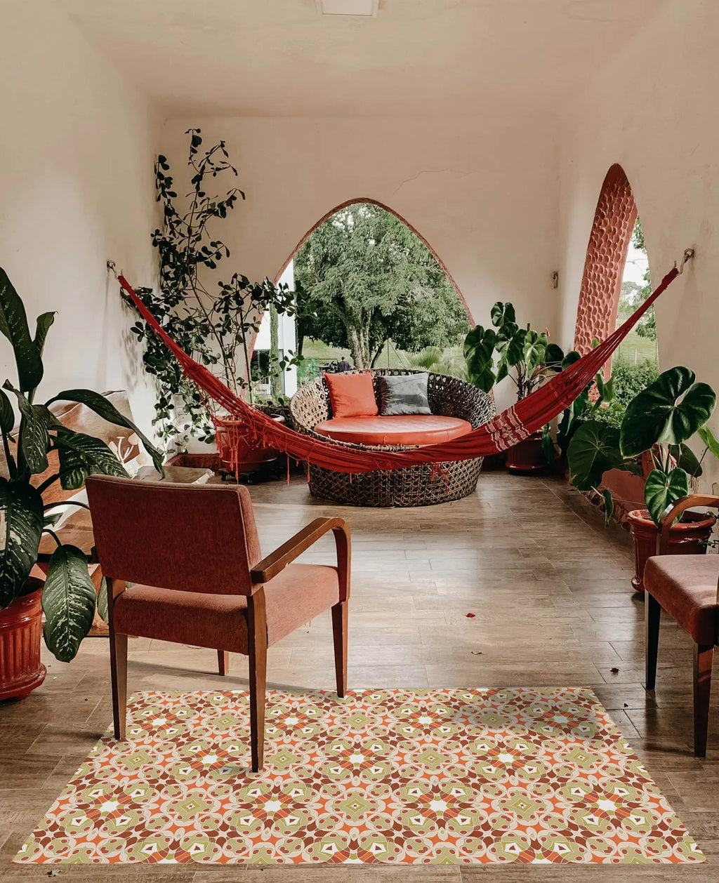 Alfombra Hidráulica Tipo Oriental Naranja freeshipping - Home and Living