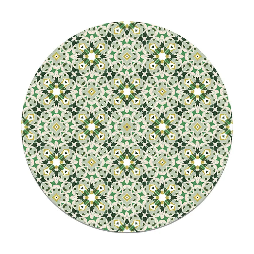 Alfombra Hidráulica Tipo Oriental Verde Redonda freeshipping - Home and Living