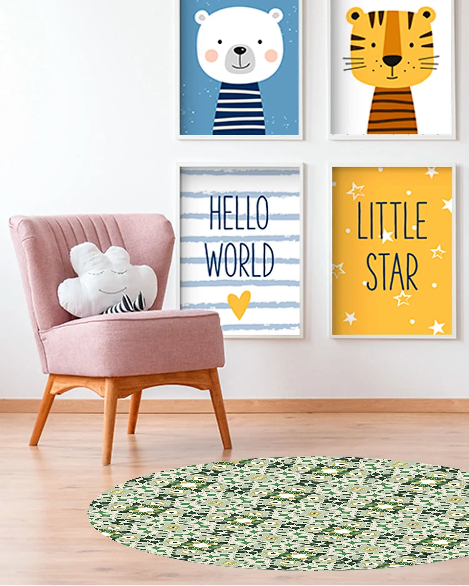 Alfombra Hidráulica Tipo Oriental Verde Redonda freeshipping - Home and Living