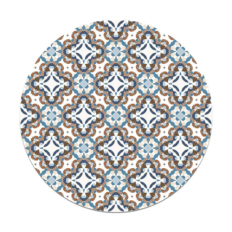 Alfombra Hidráulico Oriental Azul Redonda freeshipping - Home and Living