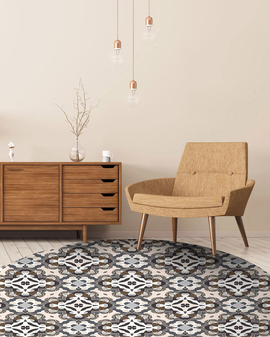 Alfombra Hidráulico Oriental Gris Redonda freeshipping - Home and Living