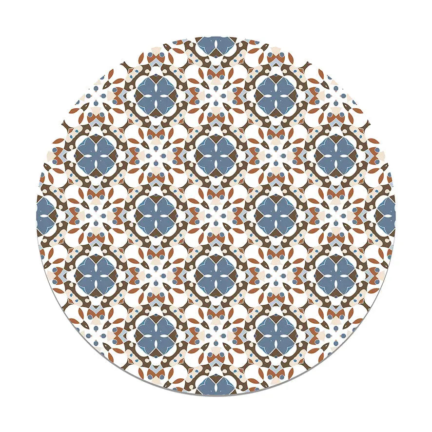 Alfombra Hidráulico Oriental Mosaico Azul Redonda freeshipping - Home and Living