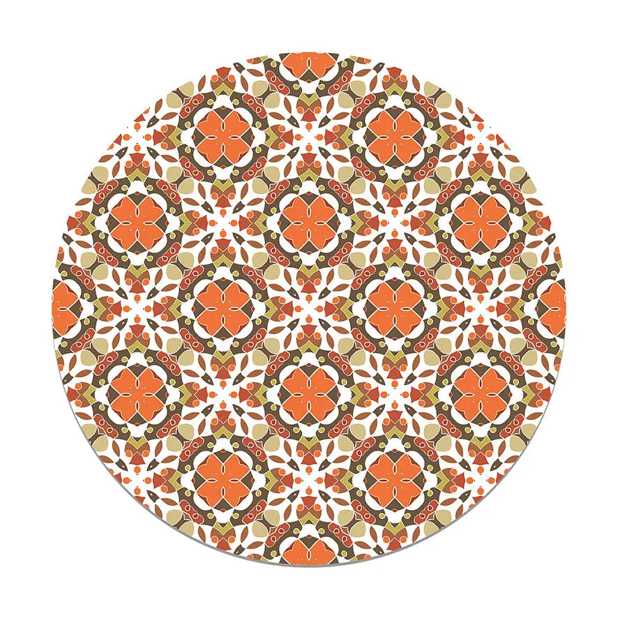 Alfombra Hidráulico Oriental Mosaico Naranja Redonda freeshipping - Home and Living