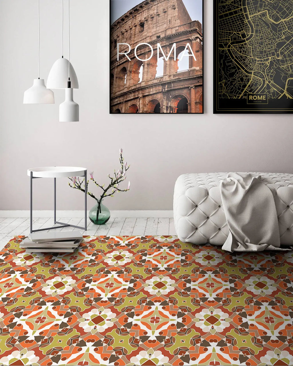 Alfombra Hidráulico Oriental Naranja freeshipping - Home and Living