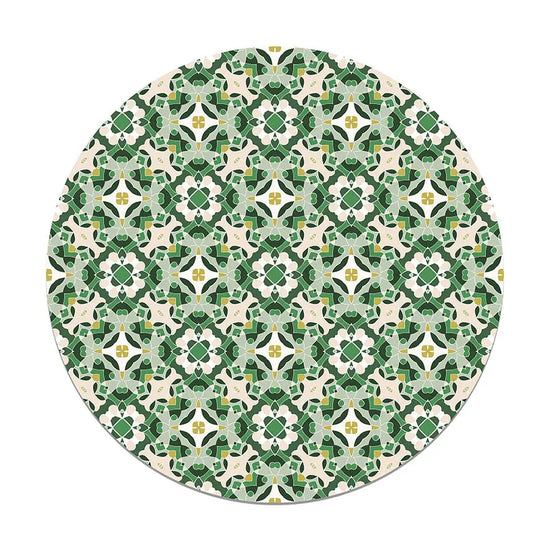 Alfombra Hidráulico Oriental Verde Redonda freeshipping - Home and Living