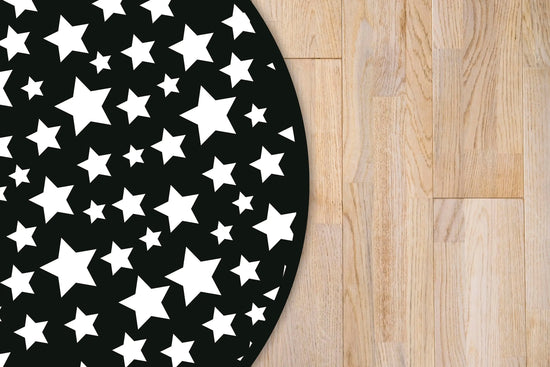 Alfombra Infantil Estrellas Negro Redonda freeshipping - Home and Living